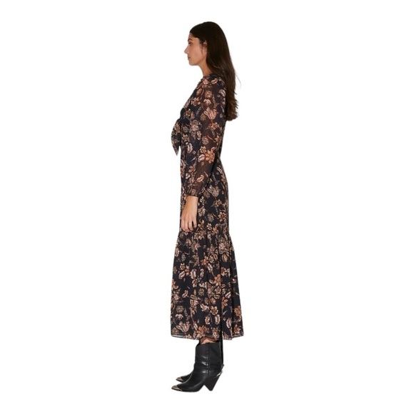 WALTER BAKER Sophia Black Floral Long Sleeve V Neck Maxi Dress Size 0 NWT - Picture 5 of 11